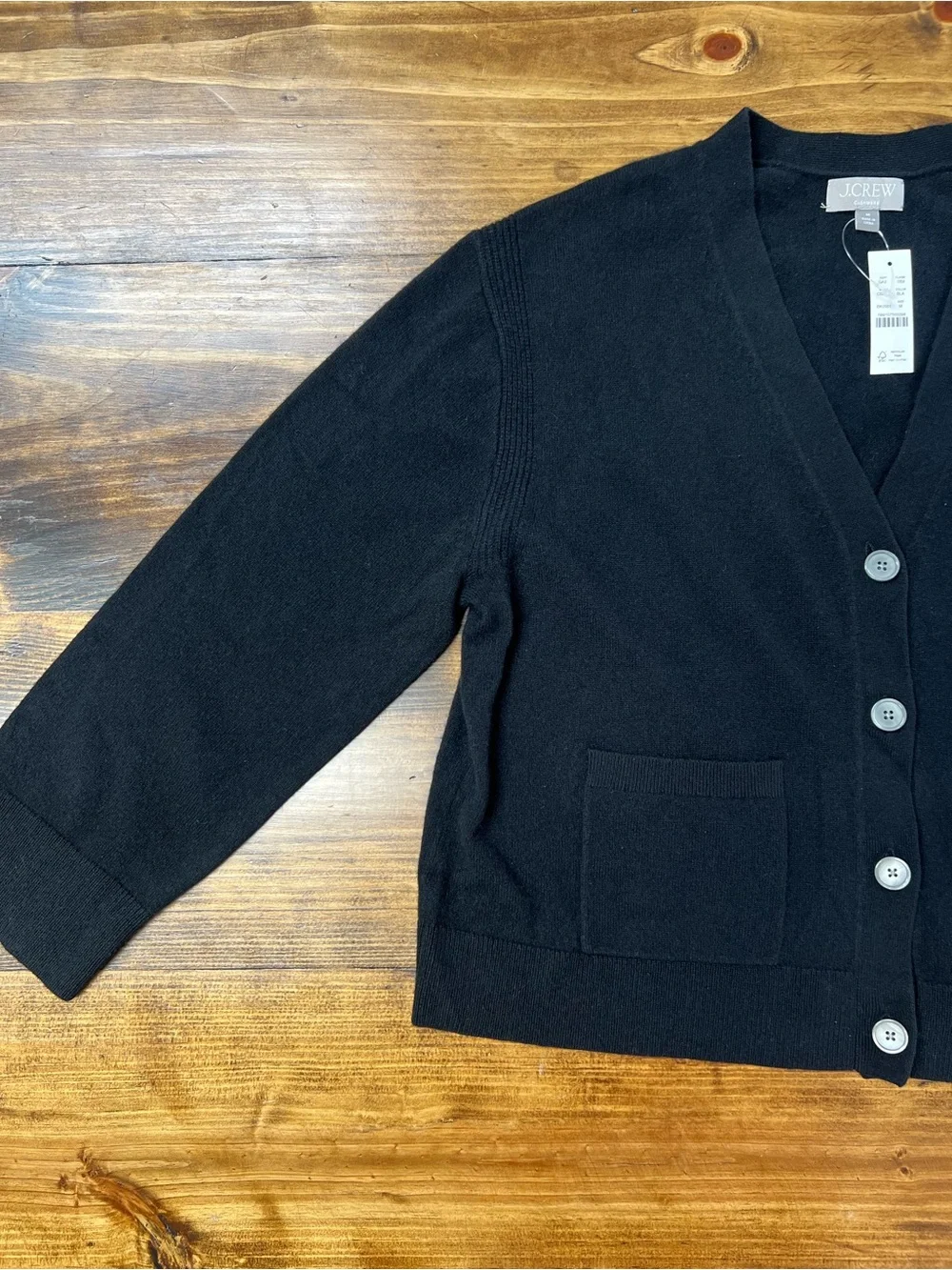 J. Crew Cashmere patch-pocket cardigan in Black Size Medium NWT